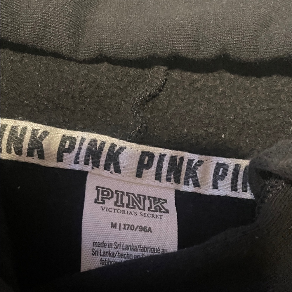 PINK Victoria's Secret Black Hoodie with White Logo - Picture 3 of 5